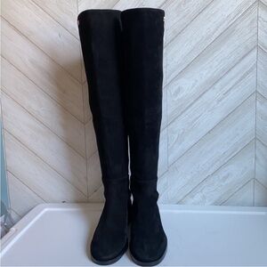 NWOB - STUART WITZERMAN Over The Knee Block Heel Boots - Suede Black - Size 6.5